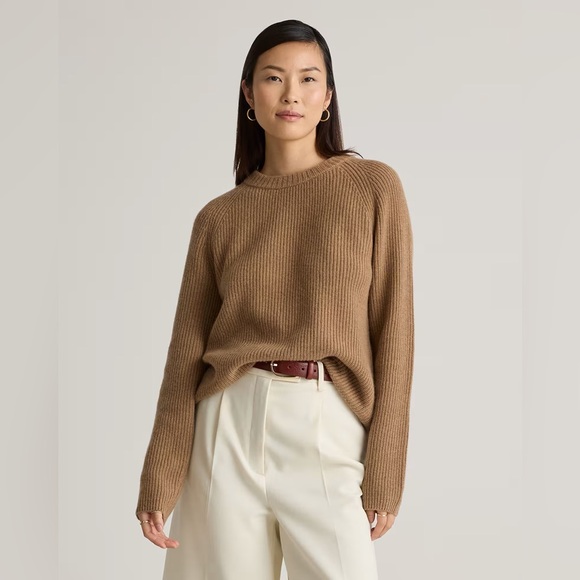 Quince Sweaters - Quince Mongolian Cashmere Fisherman Crewneck Sweater / Teak / M